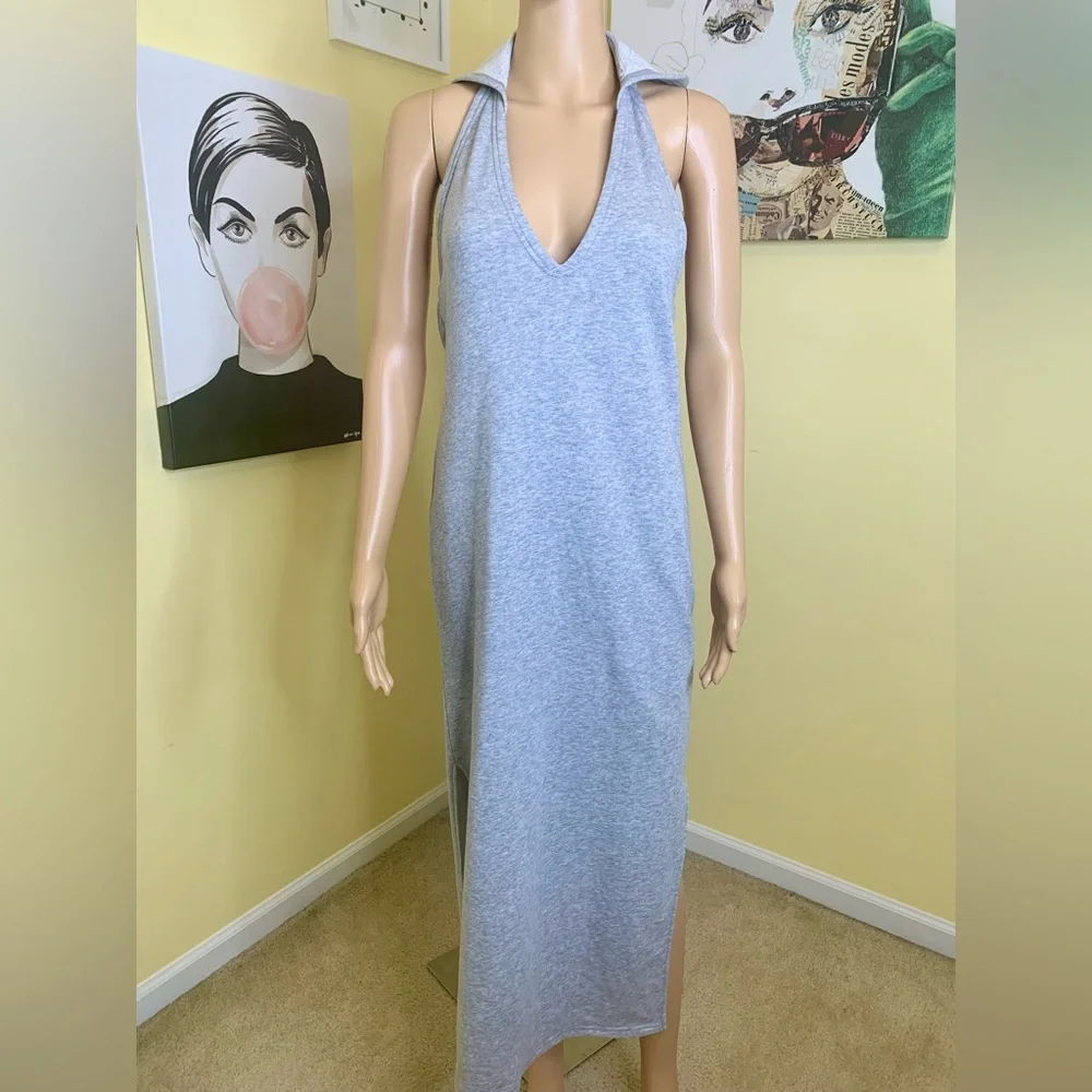 NWT URBAN OUTFITTERS “Laguna” Midi Cover-up Hooded Dress in Gray, Size Small - Picture 7 of 11